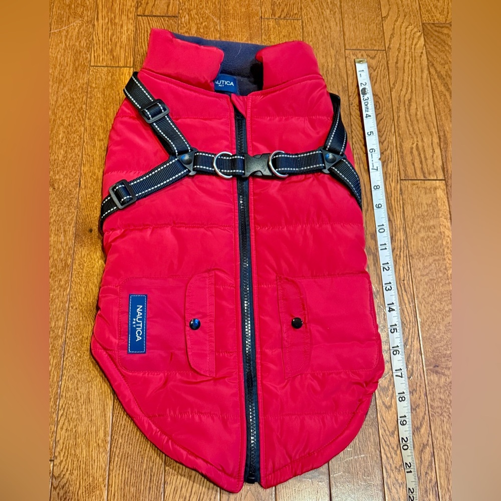 Nautica Red Pet Jacket with Harness